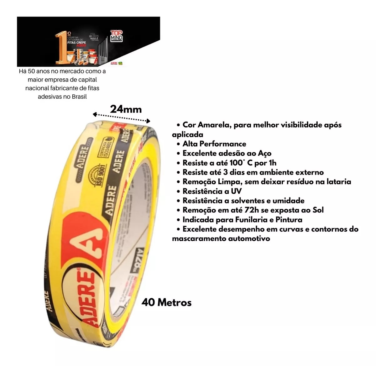 Kit 6 Fita Crepe Automotiva Amarela Profi...