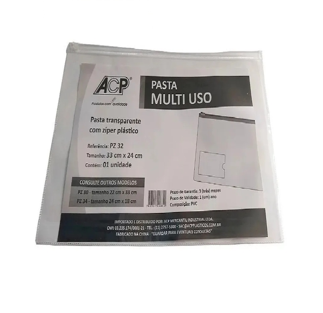 Kit 10 Pastas Multiuso Com Ziper 330x240m...