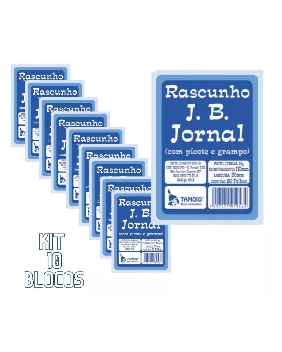 Bloco Rascunho Anotações 80 Folhas Kit 10...