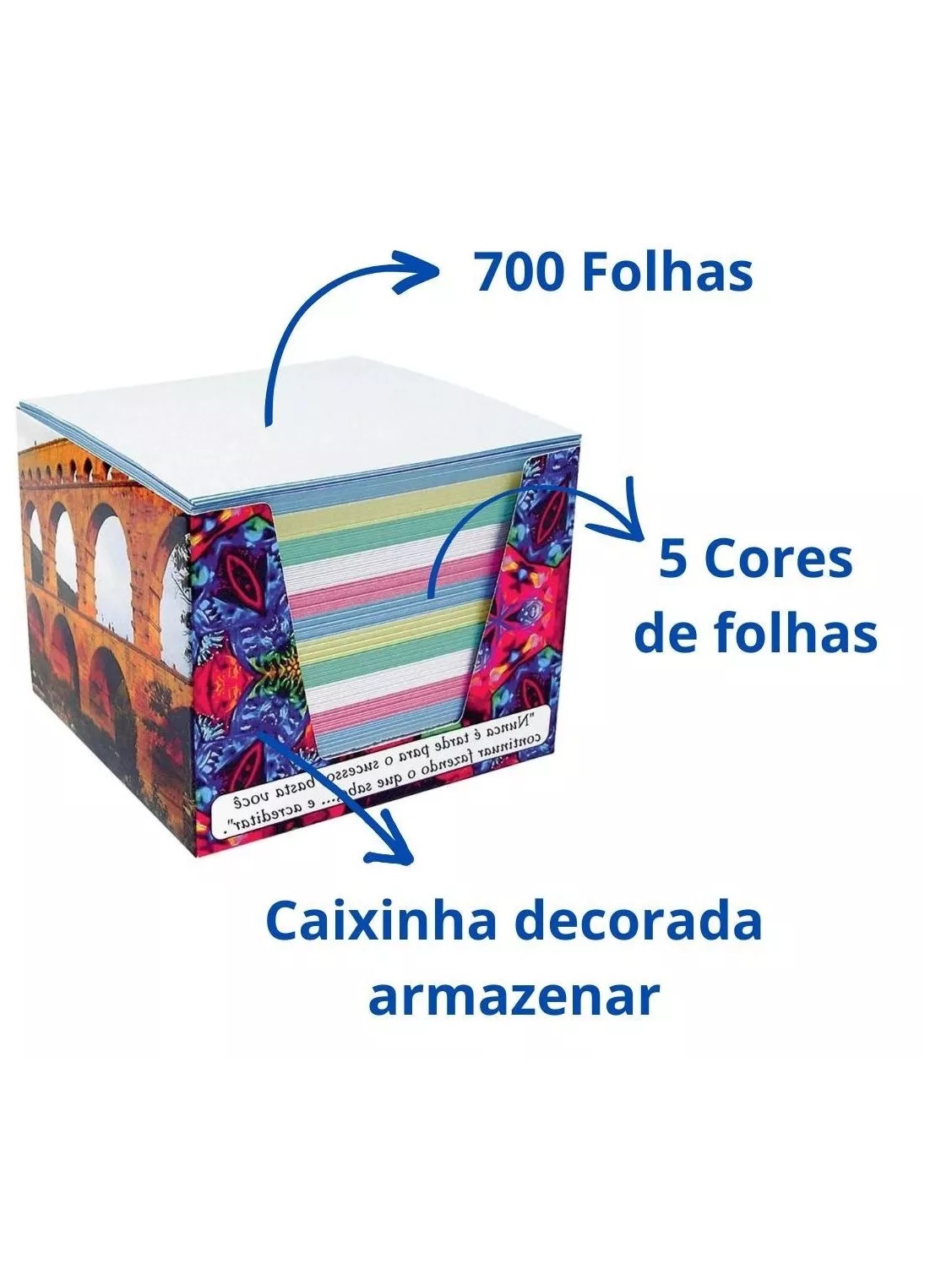 Bloco Lembrete 700 Folhas Coloridas Anota...