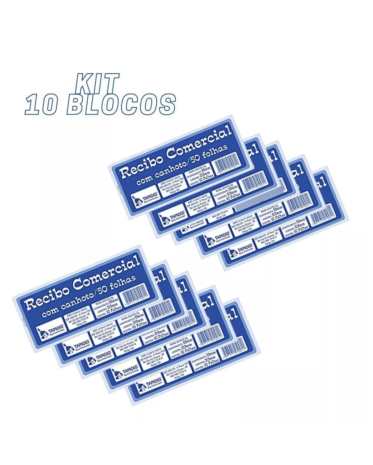 Kit 10 Blocos Recibo Comercial Com Canhot...