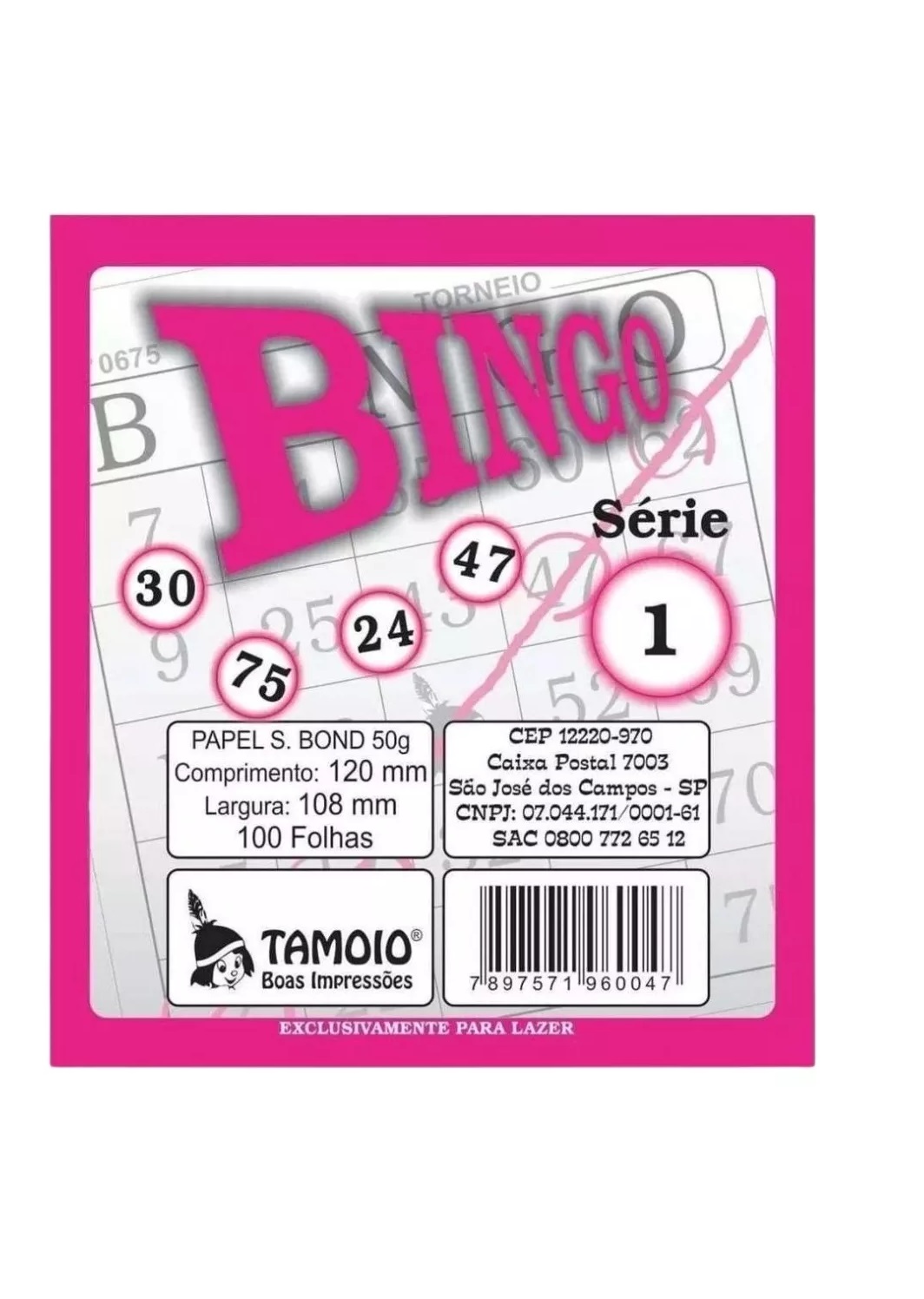 Bloco Para Bingo Com 100 Folhas- Rosa