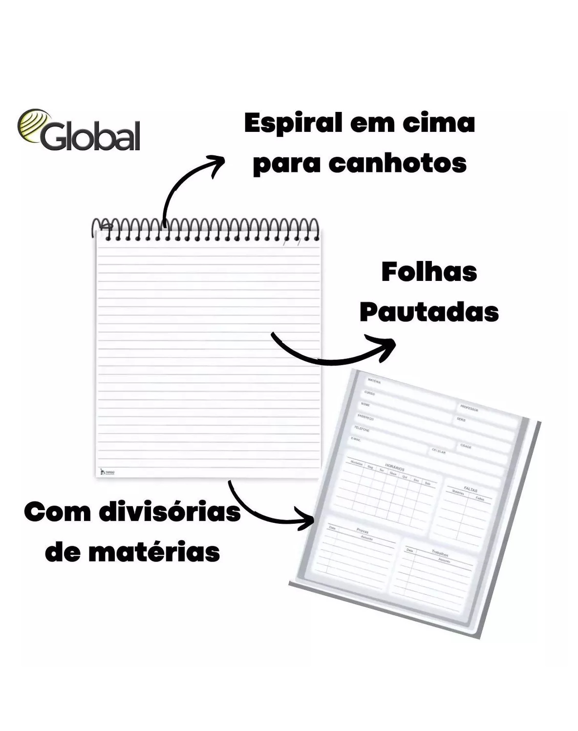 Caderno Para Canhotos 10 Matérias 160 Fls...