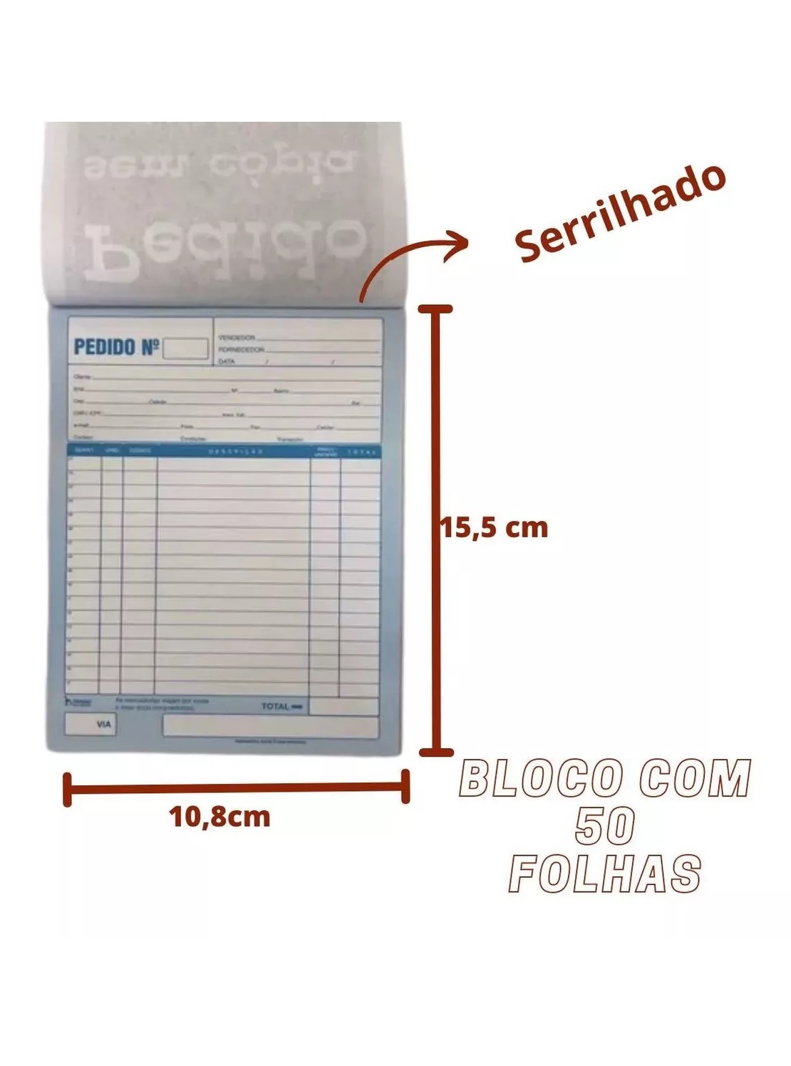 Kit 10 Bloco Pedido 1 Via 50 Folhas Cada ...