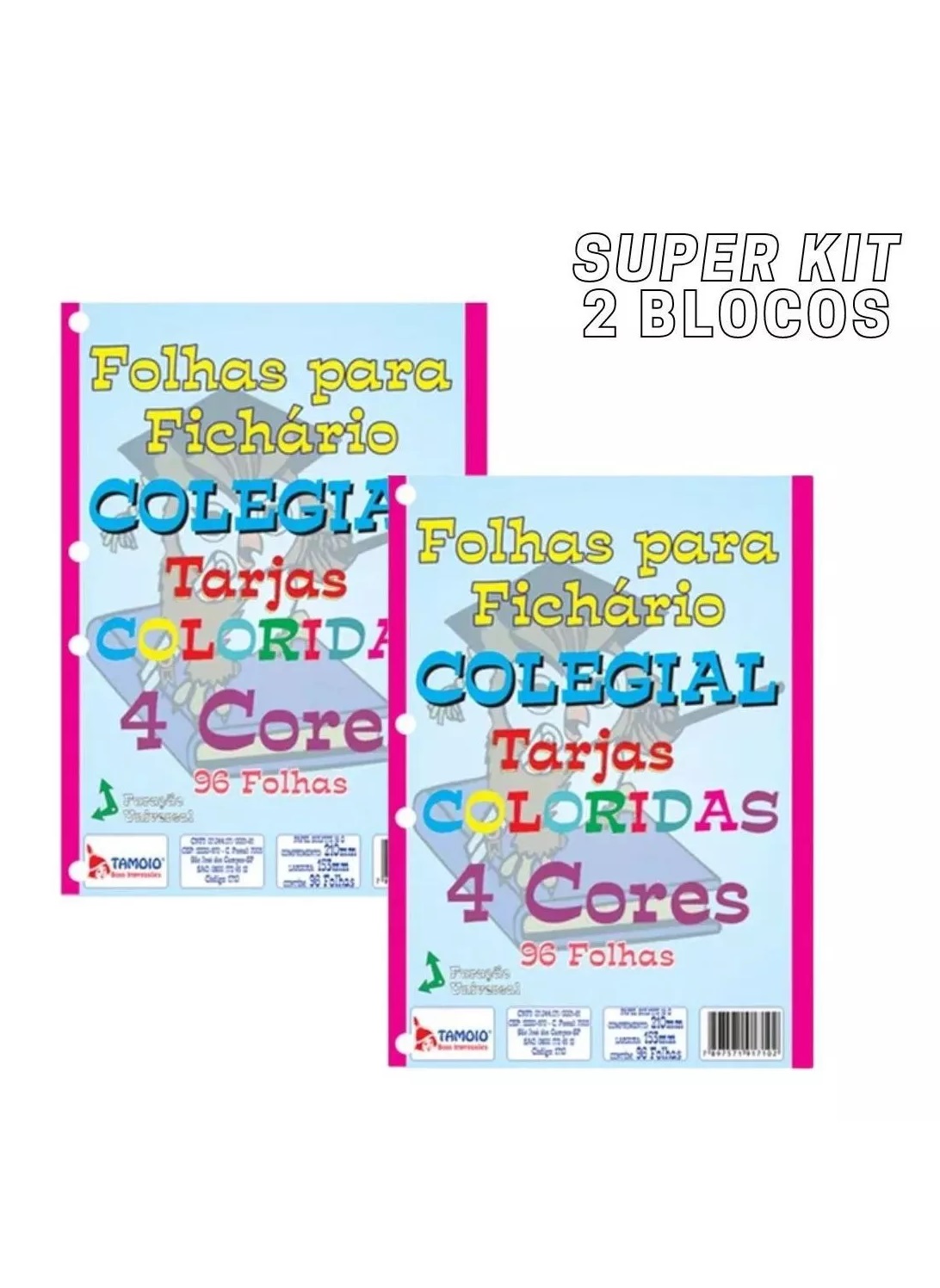 Kit 2 Folhas De Fichários Colegial Colori...