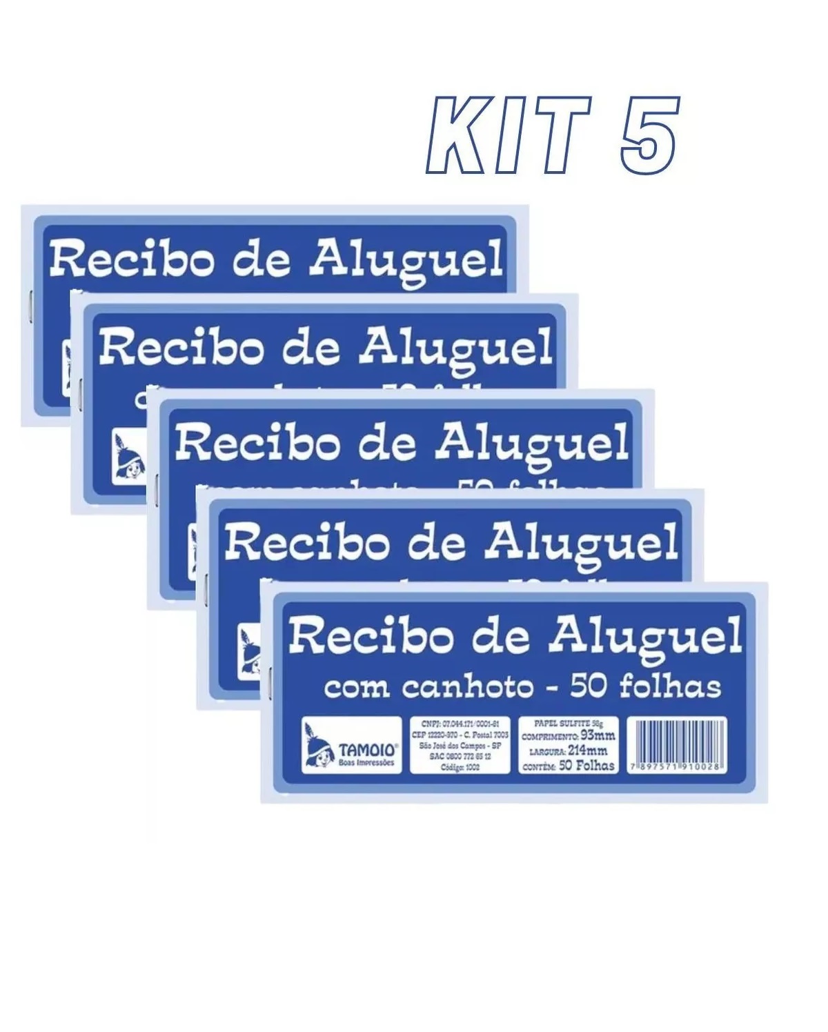 Kit 5 Blocos Recibo De Aluguel Com Canhot...