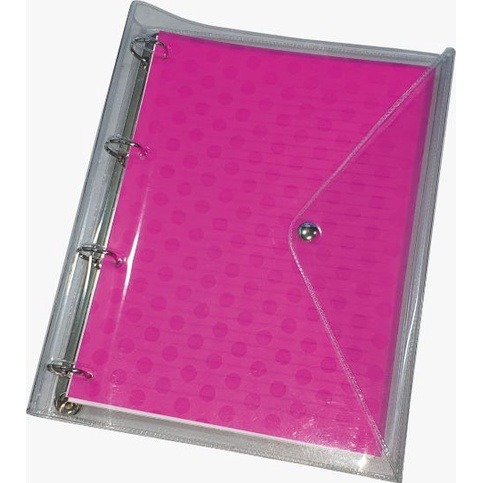 Fichario De Pvc Rosa Capa 96fl+divis Cristal