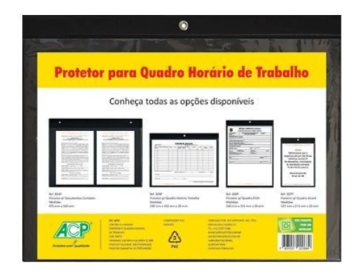 Porta Quadro Protetor Horário Trabalho Ho...